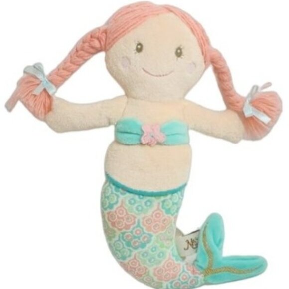 Maison Chic Other - Maison Chic Mermaid Plush Stuffed Baby Doll Rag Doll Pink Teal Pigtails Lovey